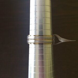 Stainless Steel Brushed Textured Silver Ring Gold Ribbing Size 11 Classic Modern